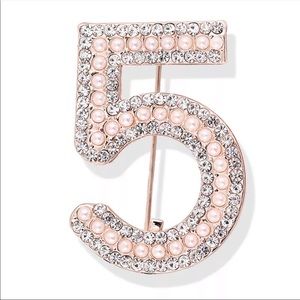 Pink Number 5 Brooch